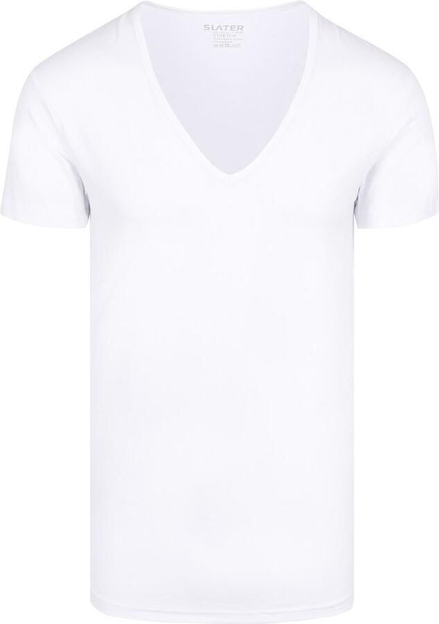Slater T-shirt 2-pack Stretch Diepe V-hals T-shirt Wit - Foto 3