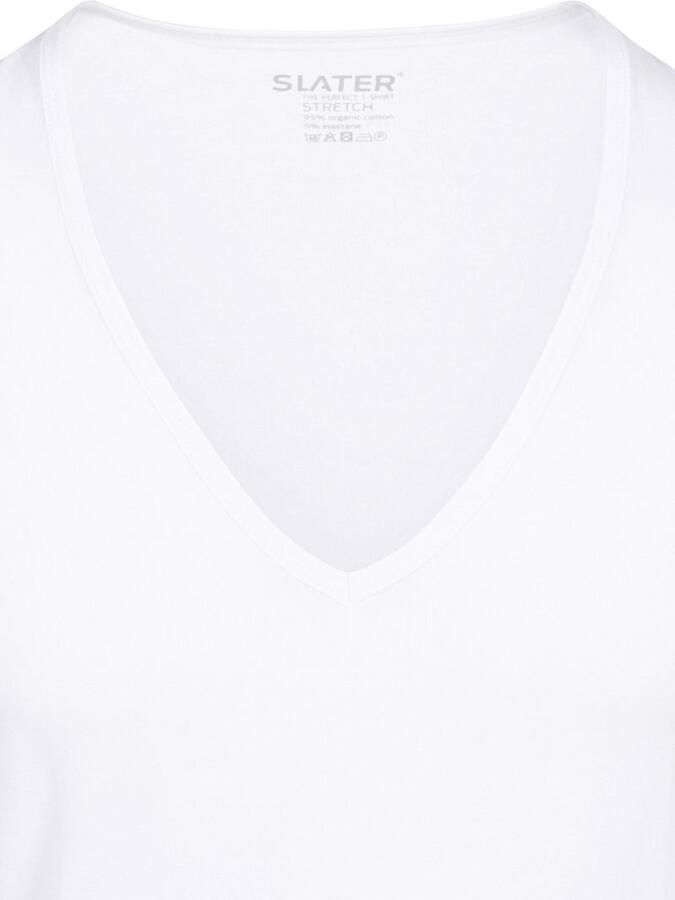 Slater T-shirt 2-pack Stretch Diepe V-hals T-shirt Wit - Foto 2