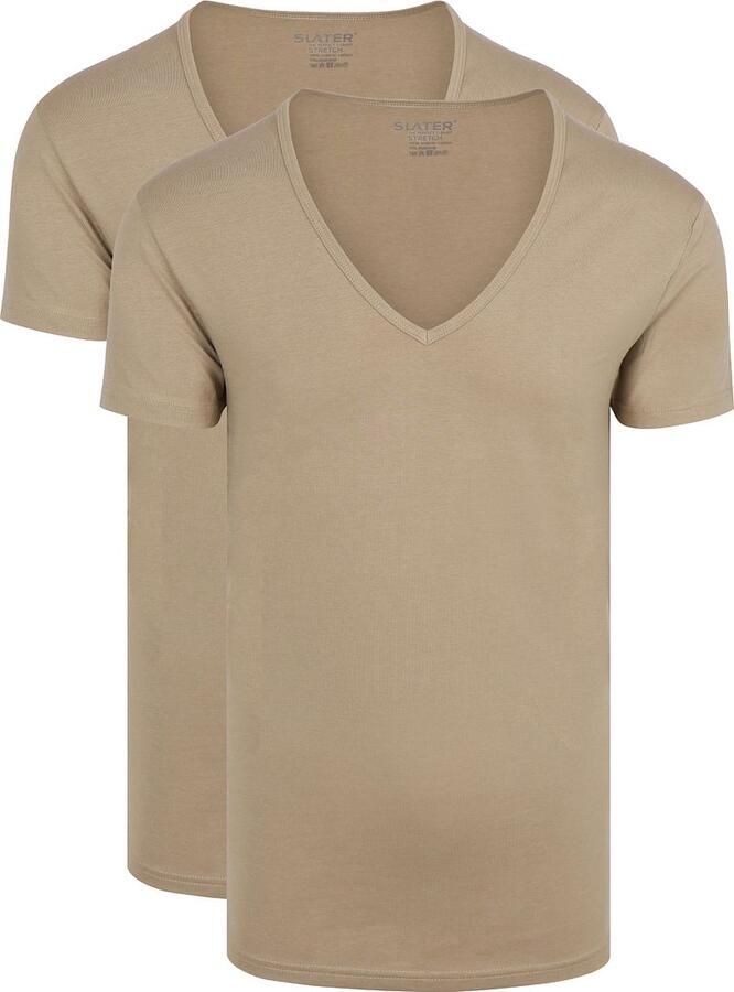 Slater T-shirt 2-pack Stretch Onzichtbaar Ondershirt V-hals
