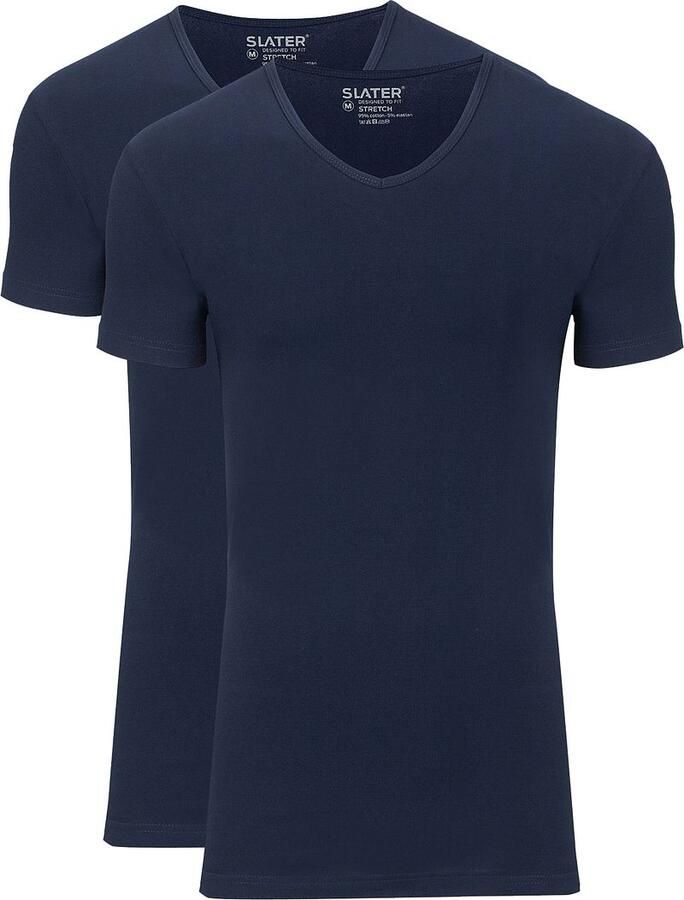 Slater T-shirt 2-pack Stretch V-hals T-shirt Navy - Foto 5