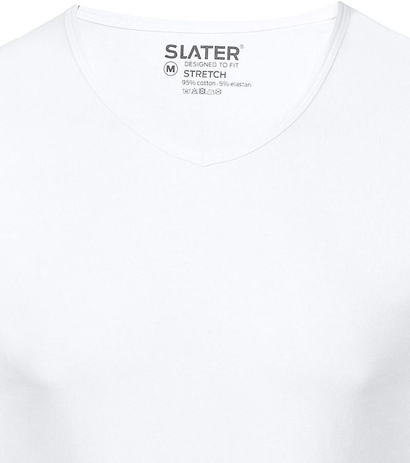 Slater T-shirt 2-pack Stretch V-hals T-shirt Wit - Foto 2
