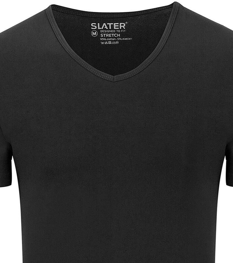 Slater T-shirt 2-pack Stretch V-hals T-shirt Zwart - Foto 2