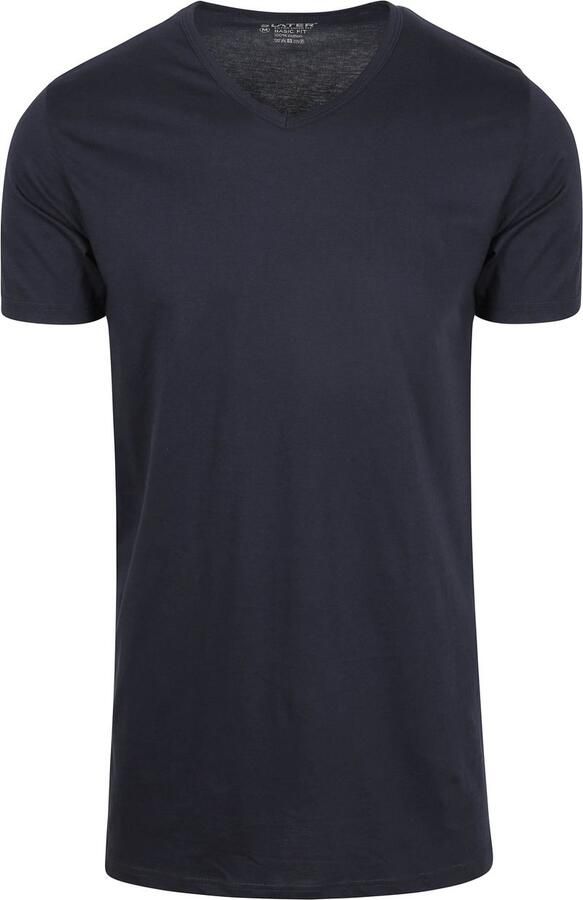 Slater T-shirt Korte Mouw 2-pack T-shirt Basic Extra Lang V-neck Navy