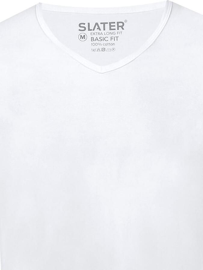 Slater T-shirt 2-pack T-shirt Basic Extra Lang V-neck Wit - Foto 3