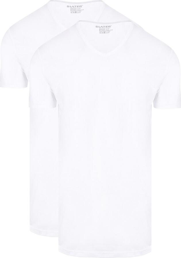 Slater T-shirt 2-pack T-shirt Basic Extra Lang V-neck Wit - Foto 2