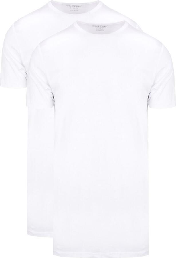 Slater T-shirt 2-pack T-shirt Extra Lang R-Neck Wit