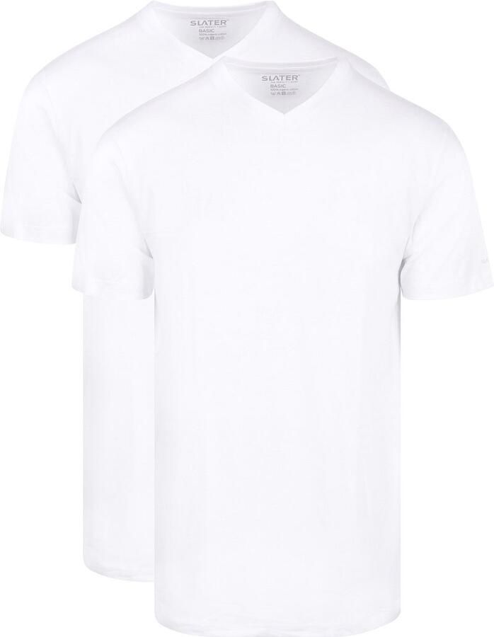 Slater T-shirt 2-pack T-shirt V-neck Wit