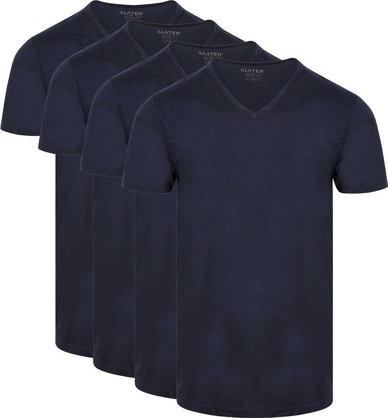 Slater T-shirt 2-pack Basic Fit T-shirt V-hals Navy - Foto 4