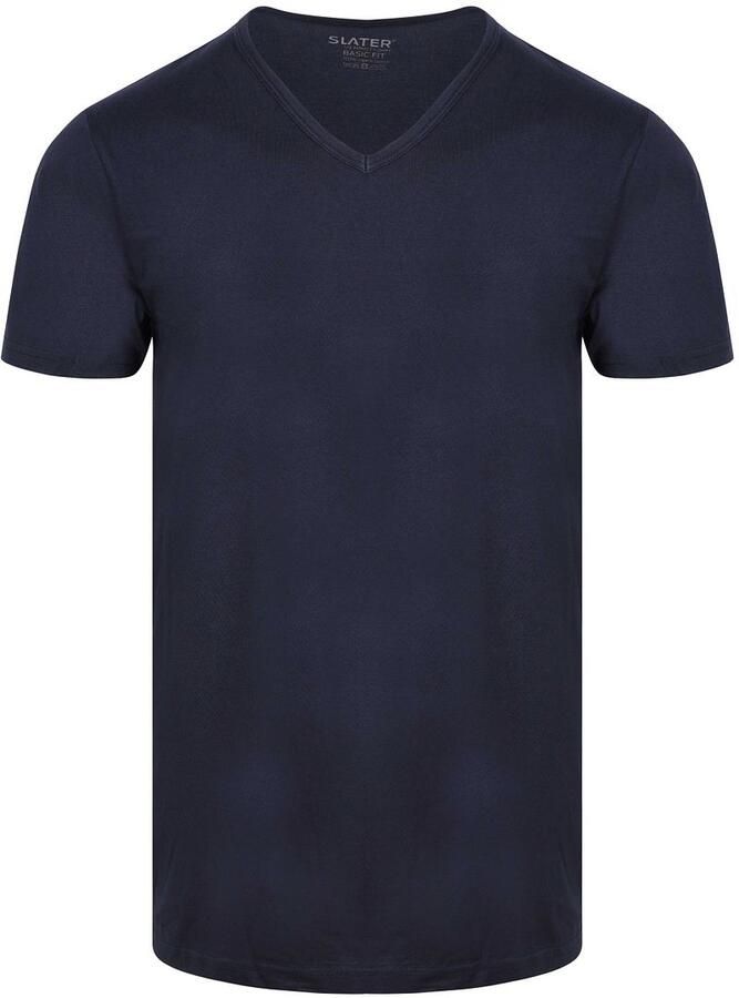 Slater T-shirt 2-pack Basic Fit T-shirt V-hals Navy - Foto 3