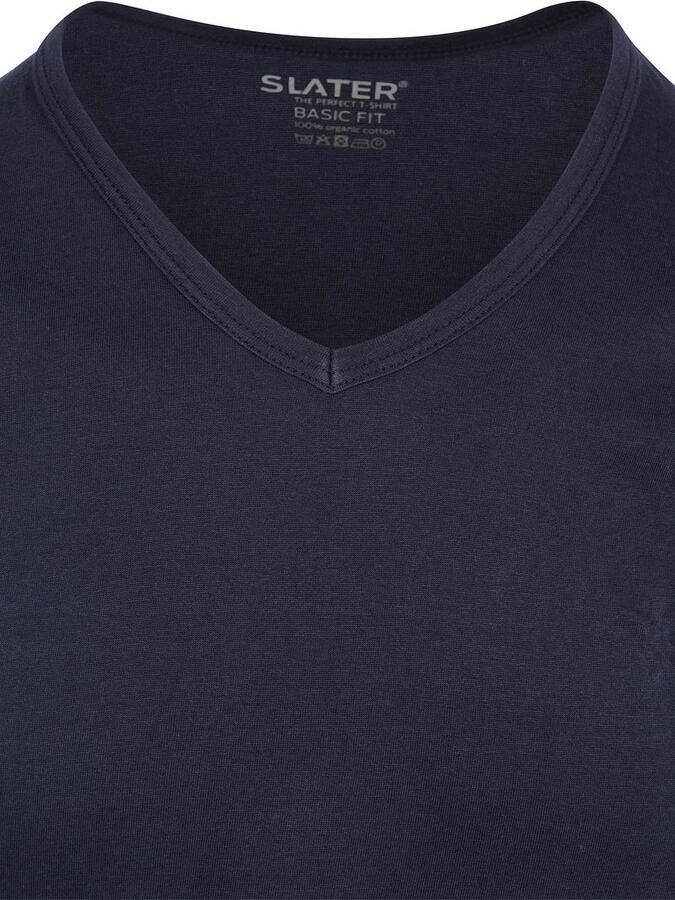 Slater T-shirt 2-pack Basic Fit T-shirt V-hals Navy - Foto 5