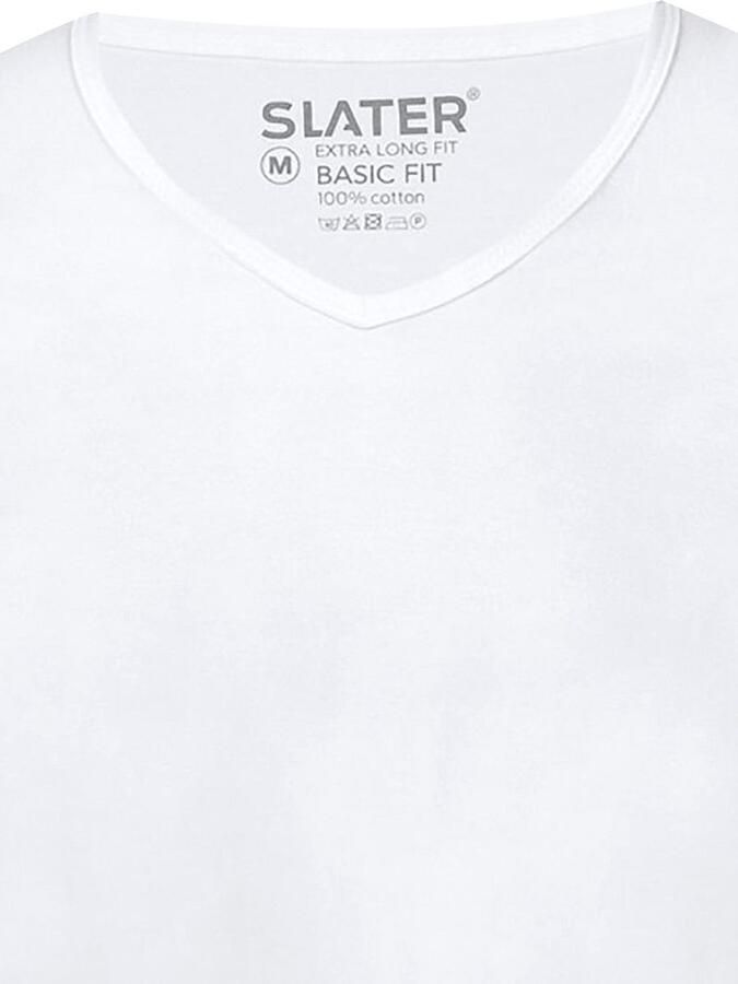 Slater T-shirt 2-pack T-shirt Basic Extra Lang V-neck Wit - Foto 4