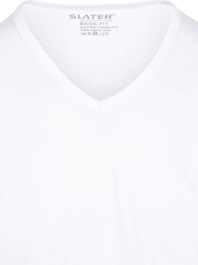 Slater T-shirt 2-pack T-shirt Basic Extra Lang V-neck Wit - Foto 4