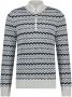 State of Art Blauw Gestreepte Half Zip Coltrui Blue Heren - Thumbnail 1
