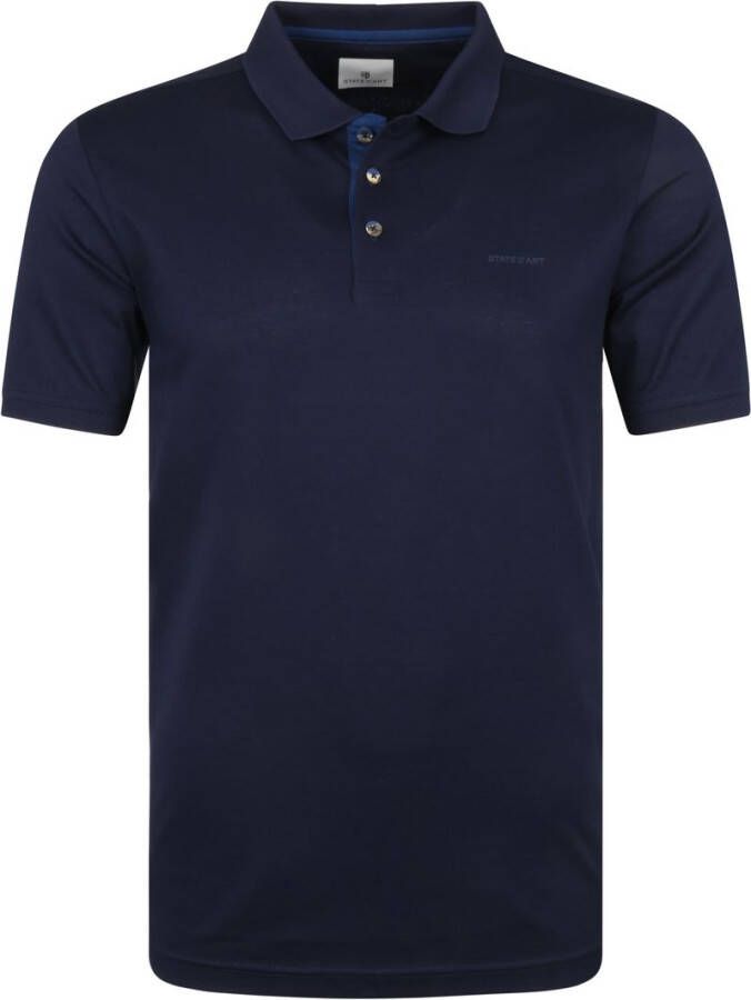 State of Art Mercerized Pique Polo Donkerblauw