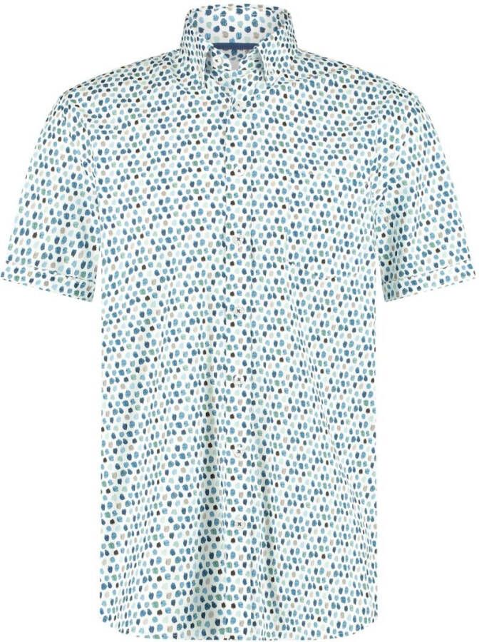 State of Art Overhemd Shortsleeve Print Blauw