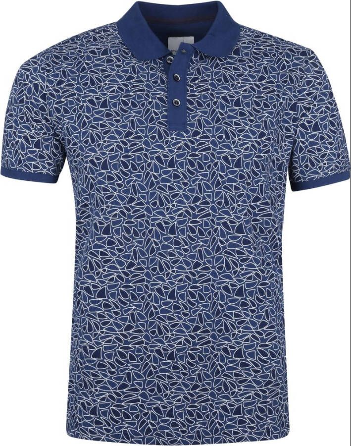 State of Art Pique Polo Donkerblauw Print