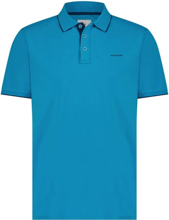 State of Art Pique Polo Petrol Blauw