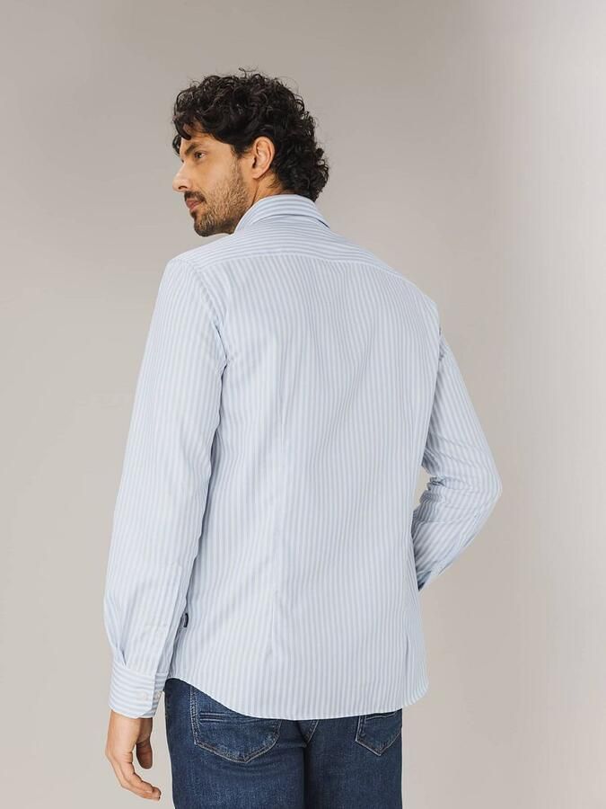 State Of Art Overhemd Lange Mouw Dobby Overhemd Streep Lichtblauw - Foto 2