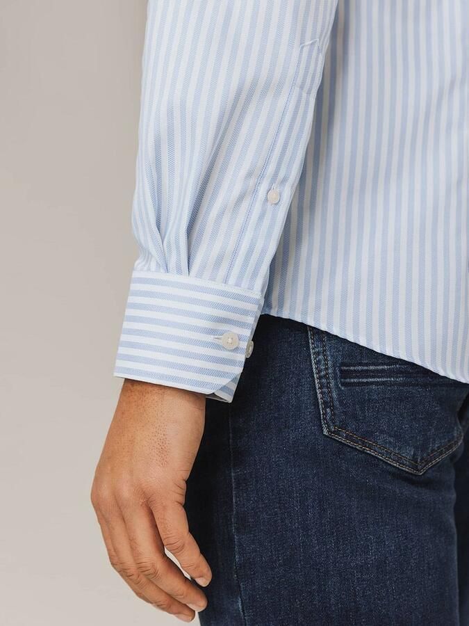 State Of Art Overhemd Lange Mouw Dobby Overhemd Streep Lichtblauw - Foto 4