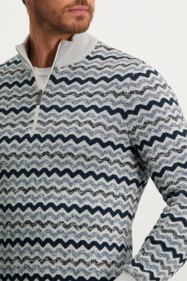 State of Art Blauw Gestreepte Half Zip Coltrui Blue Heren - Foto 2