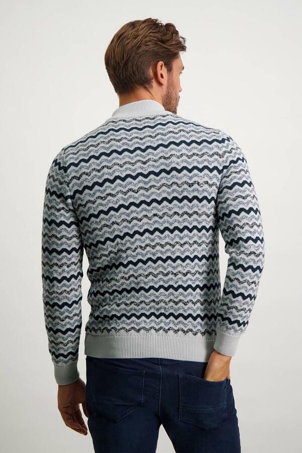State of Art Blauw Gestreepte Half Zip Coltrui Blue Heren - Foto 3