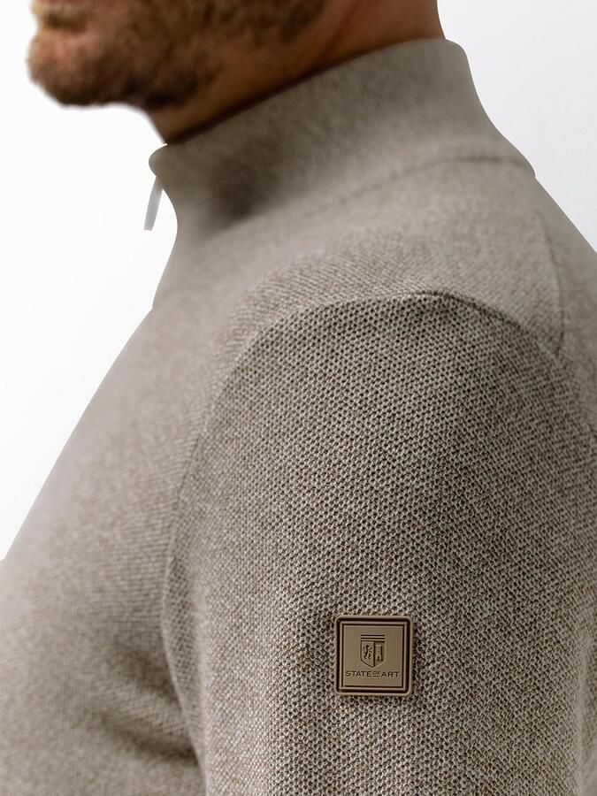 State of Art Half Zip Trui Melange Beige - Foto 3