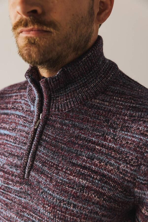 State Of Art Sweaters Half Zip Trui Melange Bordeaux - Foto 2