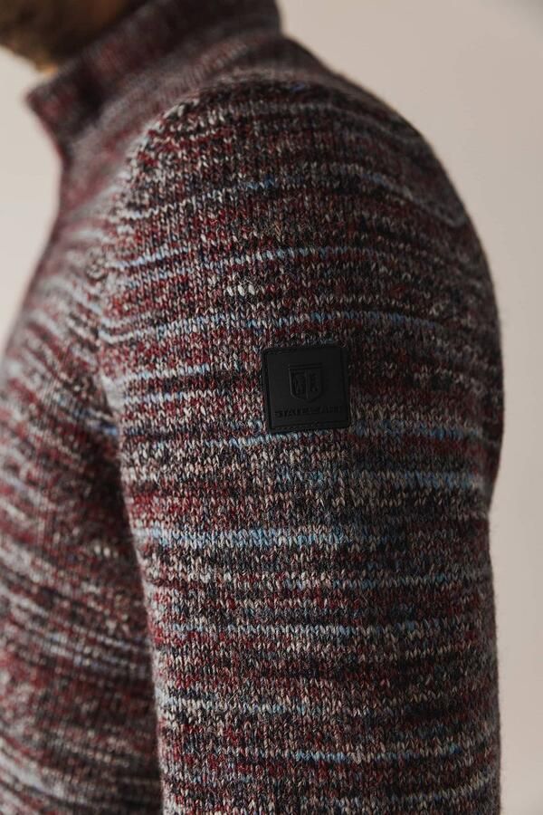 State Of Art Sweaters Half Zip Trui Melange Bordeaux - Foto 3