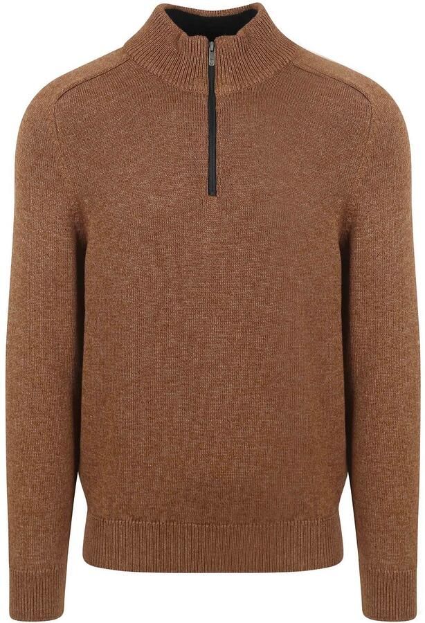 State Of Art Sweater Half Zip Trui Melange Camel Bruin