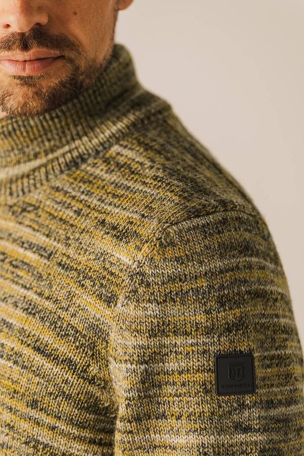 State Of Art Sweater Half Zip Trui Melange Geel