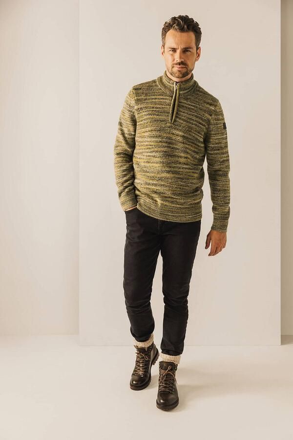State Of Art Sweaters Half Zip Trui Melange Geel - Foto 2