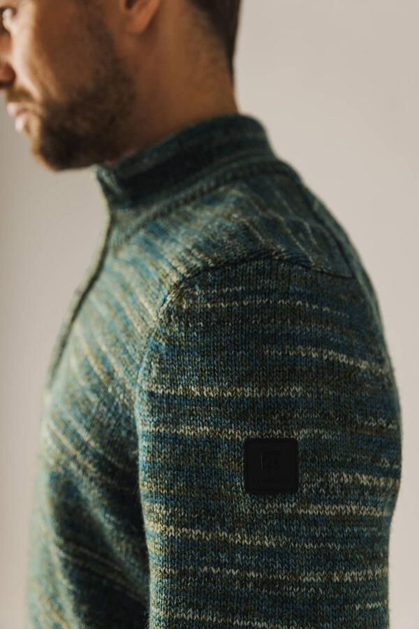 State Of Art Sweater Half Zip Trui Melange Groen - Foto 2