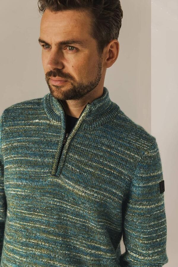 State Of Art Sweaters Half Zip Trui Melange Groen - Foto 2