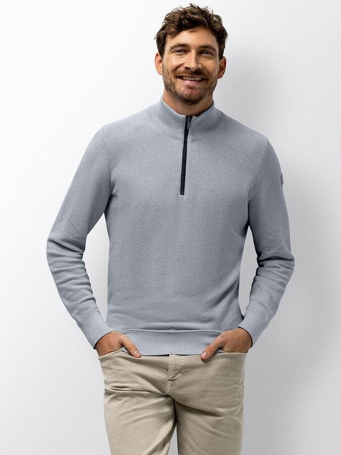 State Of Art Sweaters Half Zip Trui Melange Lichtblauw - Foto 3