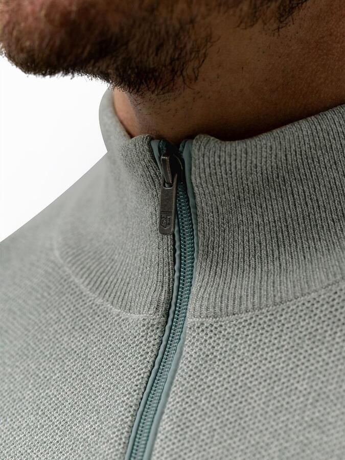 State of Art Half Zip Trui Melange Lichtgroen - Foto 2