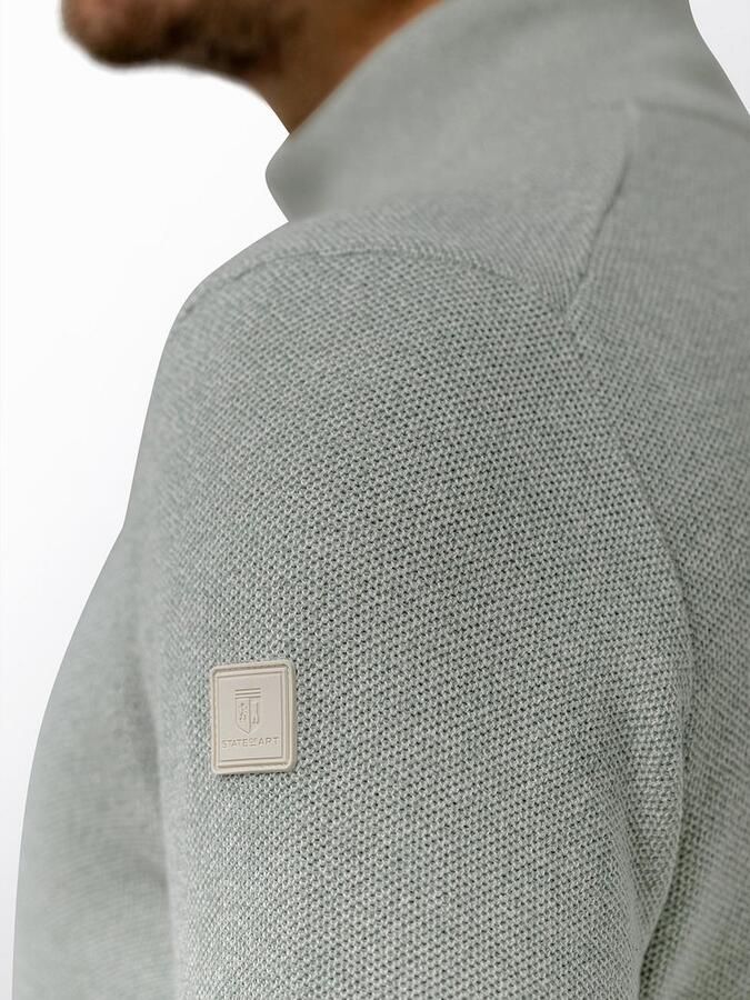 State of Art Half Zip Trui Melange Lichtgroen - Foto 3