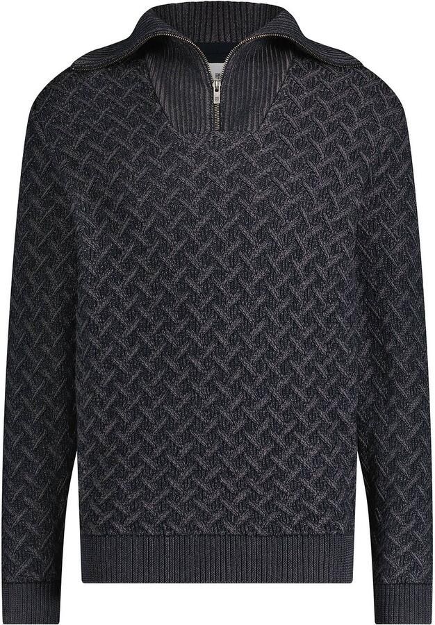 State of Art grofgebreide schipperstrui donkerblauw middengrijs - Foto 3