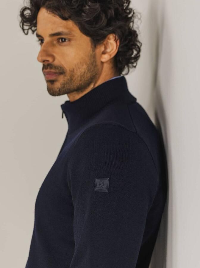State of Art Half Zip Trui Wol Blend Navy - Foto 4