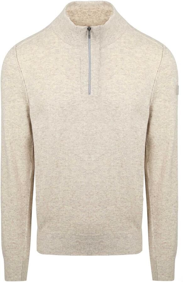State of Art Half Zip Trui Wool Blend Melange Greige