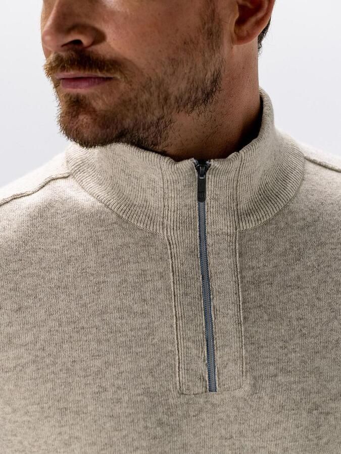 State of Art Half Zip Trui Wool Blend Melange Greige - Foto 2