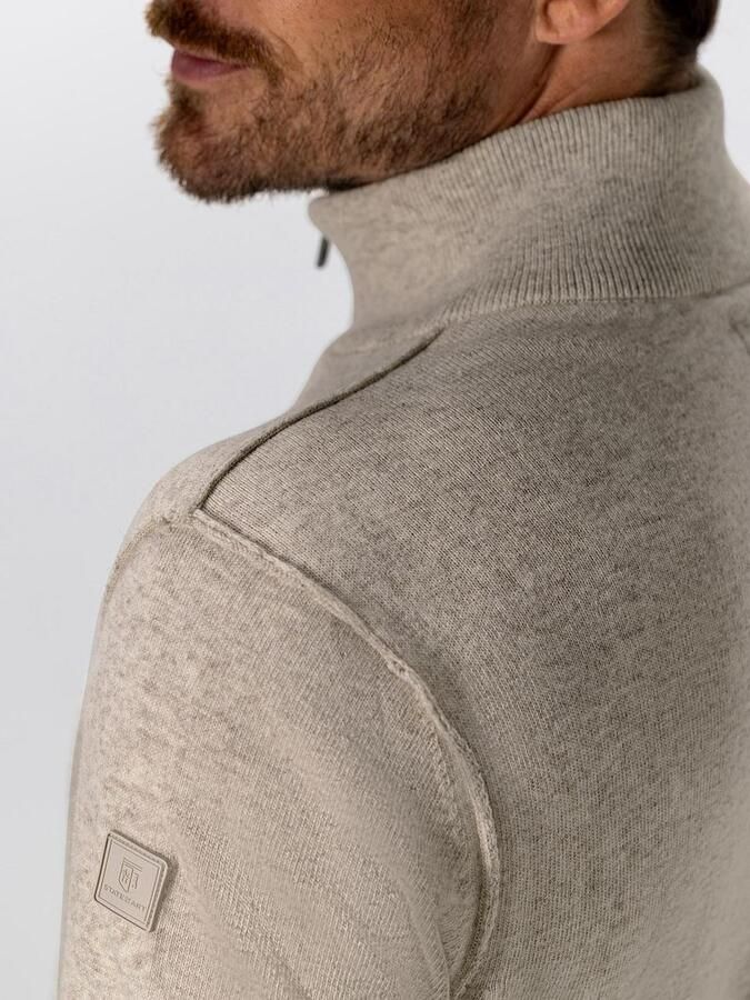 State of Art Half Zip Trui Wool Blend Melange Greige - Foto 3