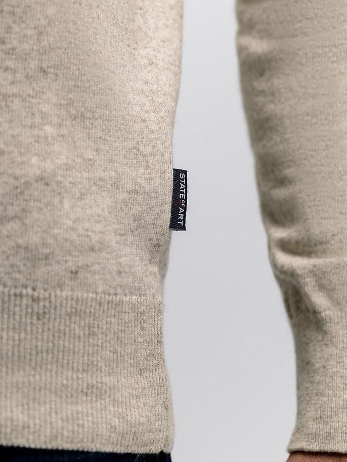 State of Art Half Zip Trui Wool Blend Melange Greige - Foto 5