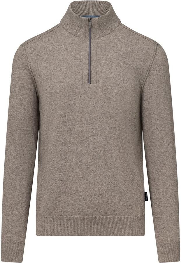 State of Art Half Zip Trui Wool Blend Melange Taupe