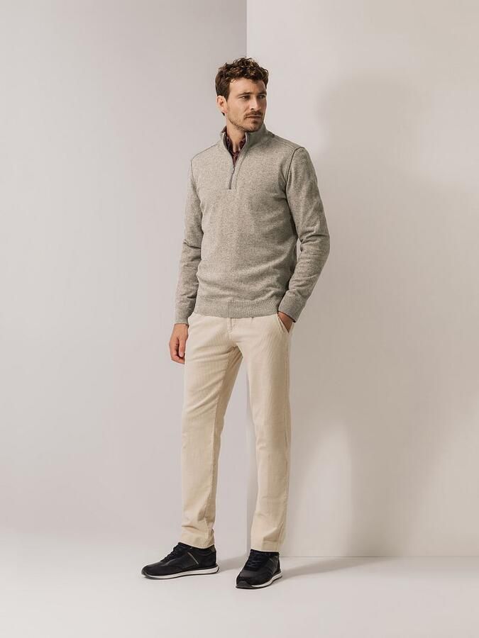 State of Art Half Zip Trui Wool Blend Melange Taupe - Foto 2