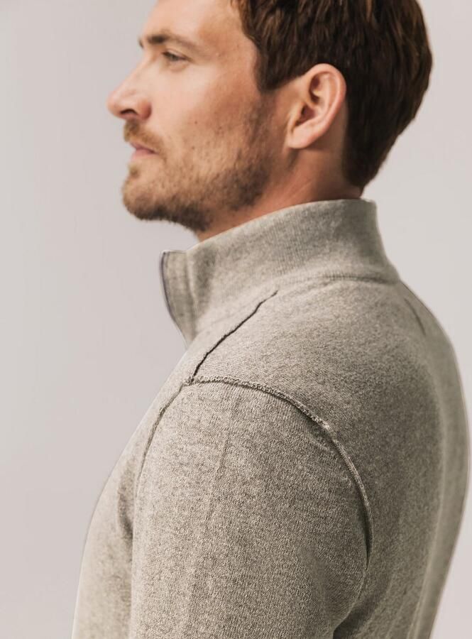 State of Art Half Zip Trui Wool Blend Melange Taupe - Foto 5