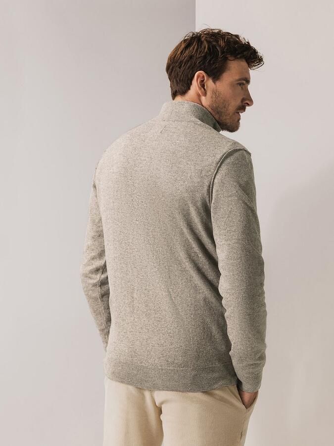 State of Art Half Zip Trui Wool Blend Melange Taupe - Foto 4