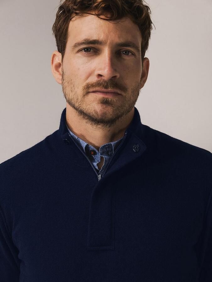 State of Art Half Zip Trui Wool Blend Navy - Foto 3