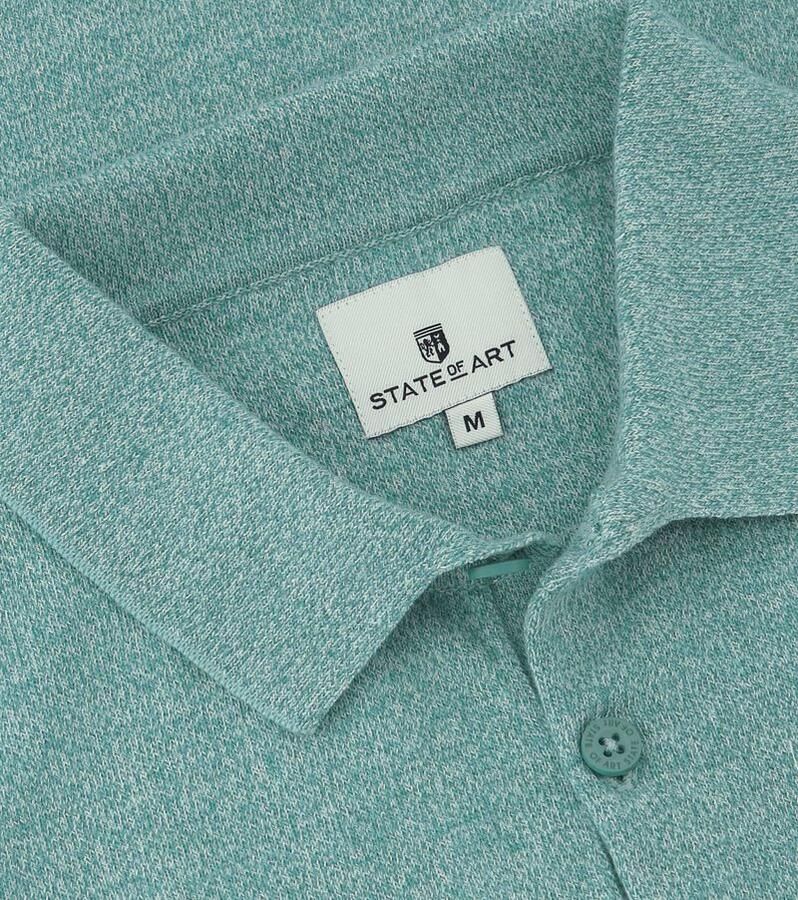 State of Art gemêleerde gebreide regular fit polo azuurblauw petrol - Foto 2