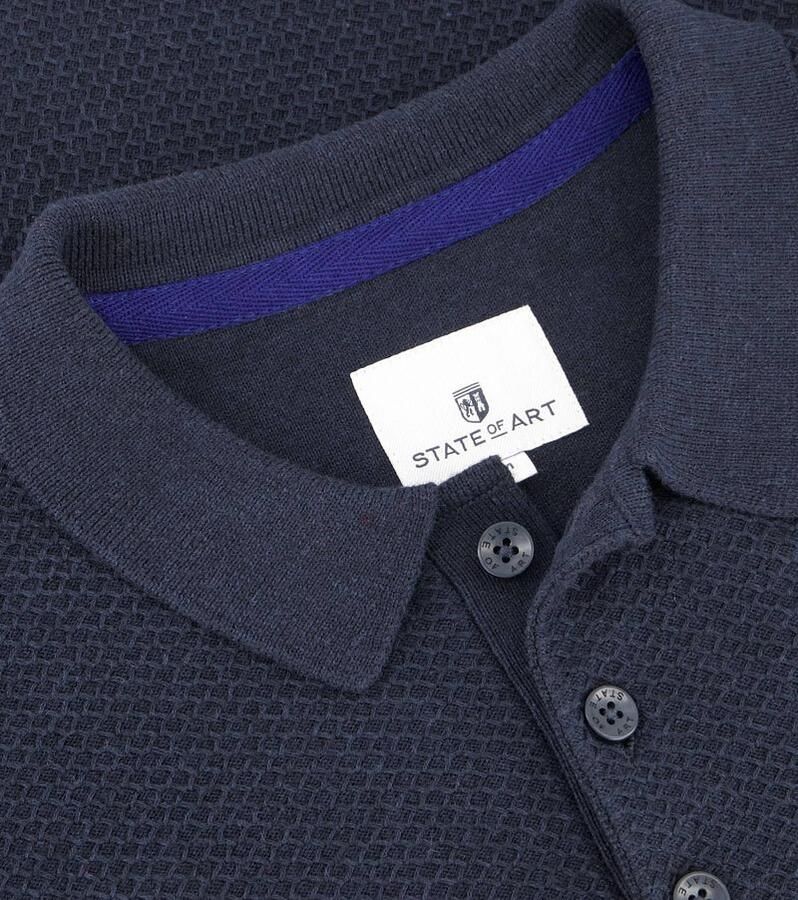 State of Art Polo Shirt Korte Mouw Donkerblauw Blue Heren - Foto 3