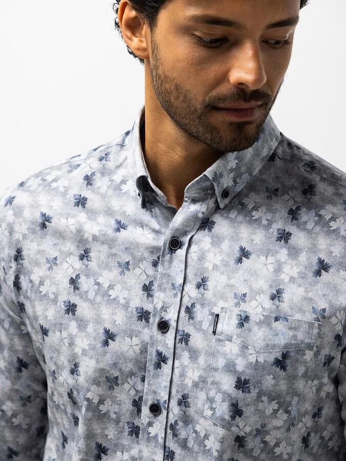 State of Art regular fit casual overhemd met print grijsblauw midnight - Foto 4